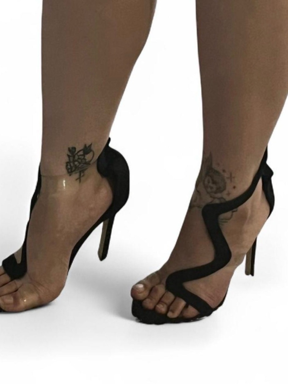 Black Wavy Strap Heels